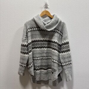 Chunky Loft Sweater w/ Turtle Neck Size M Gray Winter pattern women's‎